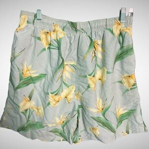 Jamaican Jax Swim Trunks Mens Large Green Floral Board Shorts Pre Owned Netting